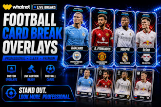 design whatnot football card break overlays for FIFA uefa and f1 live auctions