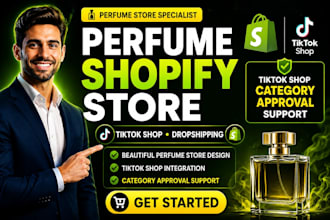 setup tiktok shop, approve tiktok shop category and design shopify perfume store