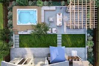 do backyard design, pool ,patio, garden , outdoor design as landscape architect