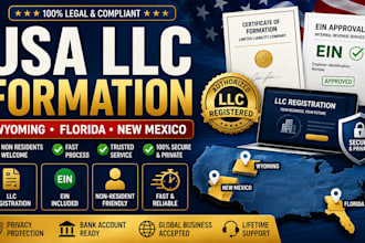llc formation llc registration in wyoming, florida, new mexico with ein