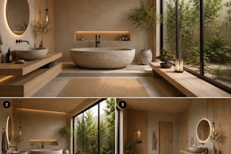 do realistic 3d bathroom and kitchen render in 24 hours