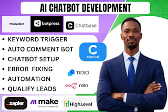 build ai chatbot for website, instagram, facebook using manychat, tidio, uchat