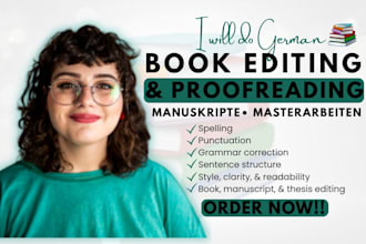 proofread, copy edit german book or novel, german master thesis, academic text