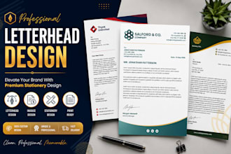 design letterhead, invoice, stationery, letterhead design or stationery design