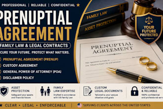 do US prenuptial agreement, custody agreement, general poa, disclaimer policy