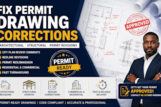 fix permit plan corrections and revise drawings for city approval