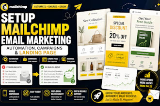 setup mailchimp email marketing automation, campaigns and landing page