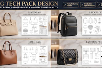 fashion design bag tech packs for handbags, backpacks, totes and manufacturers
