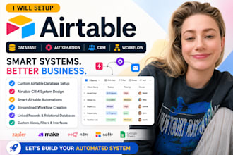 setup airtable database, airtable automation, airtable crm and airtanle workflow