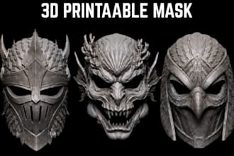 design 3d mask, 3d helmet, cosplay mask in stl file for 3d printing