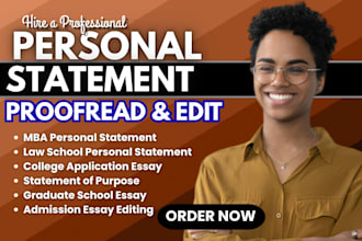 edit proofread MBA or law school personal statement, statement of purpose resume