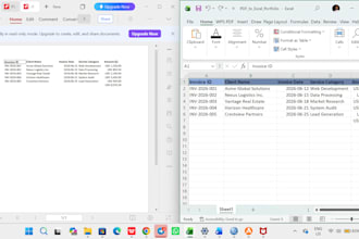 convert PDF to excel, scanned document to excel, and data typing