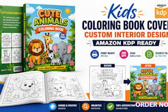 design kids coloring book cover and custom interior for amazon KDP book cover