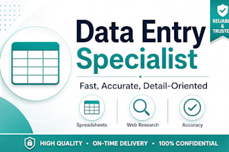 do fast and accurate data entry, excel and web research