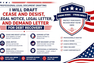 draft cease and desist legal notice legal letter and demand letter for recovery