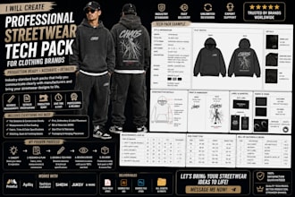 design hoodie, tshirt and streetwear tech pack for clothing brands