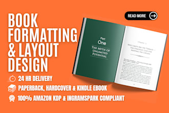 do book formatting for amazon KDP book layout design, paperback and kindle ebook