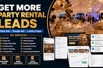 generate high quality party rentals leads with meta googles ads and landing page