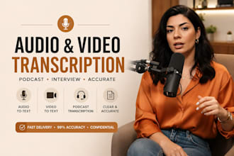 transcribe audio to text, video to text for podcast interview transcription