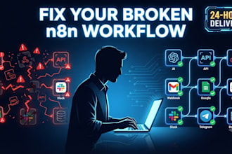repair n8n workflow automation, fix API error, debug ai agent and webhook issues