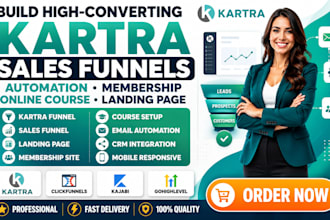 build kartra sales funnel, automation, membership online course and landing page