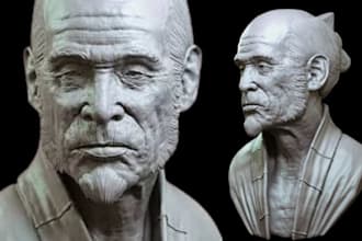 sculpt realistic 3d head bust face likeness from photo to 3d printable stl