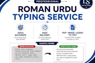 do fast and accurate data entry and roman urdu typing