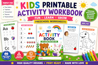 design etsy kids printable activity workbook kid preschool printable worksheet