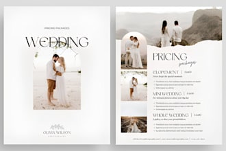 canva photographer pricing guide and client welcome guide, menu design