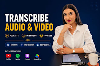 transcribe audio and youtube video podcast interview into written transcripts