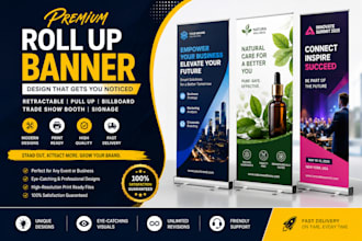 design retractable roll up banner, pull up banner, billboard and signage design