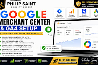 setup  merchant center, ga4, google tag manager