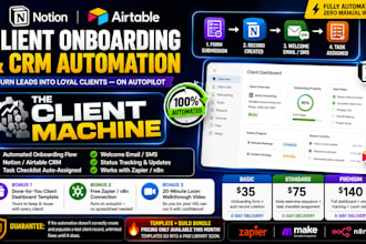 build a notion or airtable client onboarding and CRM database automation system