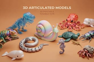 sculpt 3d articulated models 3d toy flexi toy 3d model stl file for 3d printing