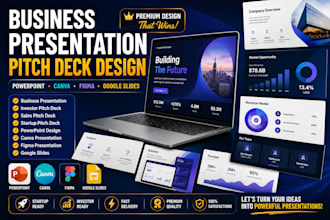 do business presentation, sales pitch deck design, ppt slides, canva, figma