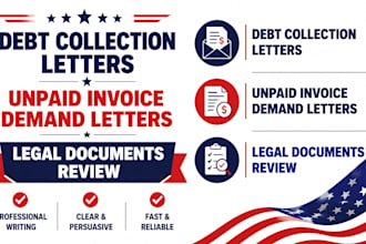 write debt collection letters, unpaid invoices demand and legal document review