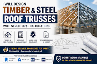 design timber and steel roof trusses with structural calculations