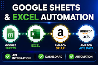 connect or automate google sheets and excel with amazon sp api, amazon ads data
