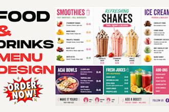 create tv digital menu, food and drink menu animation promotional video