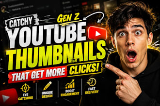 make an eye catching and creative gen z youtube thumbnail