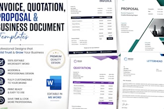 design editable word invoice, quotation, proposal and business document template