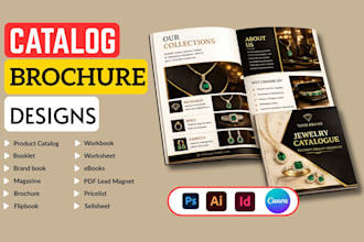 design canva product catalog, brand sales brochure, booklet pdf