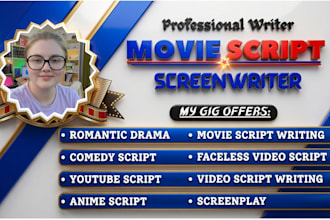 write movie script screenplay, screenwriting movie script writing, comedy script