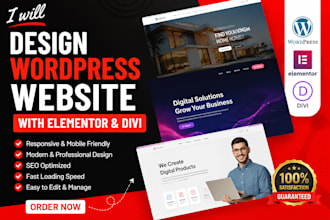 design wordpress website with elementor divi wordpress wordpress website design
