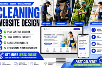 pest control website design, junk removal, landscaper, cleaning service website