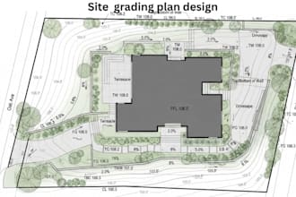design site grading plan using autocad, erosion plan, site plan, utility plan