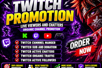 promote your twitch live stream to increase audience live viewers and chatters