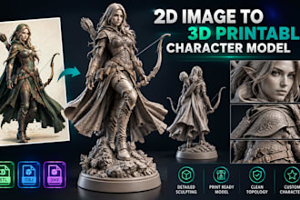convert 2d image to 3d character stl for 3d printing