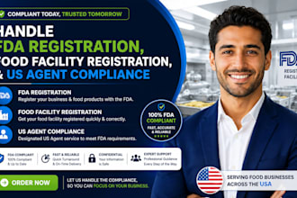 handle fda registration, food facility registration, and US agent compliance