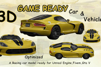 create realistic game ready car vehicle model  optimized for unreal engine unity